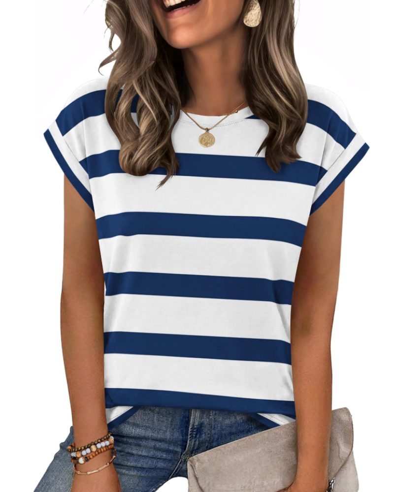 Nira Damen-T-Shirt – Rundhalsausschnitt, Cap-Sleeve-Ärmel & vielseitiges elegantes Casual-Top