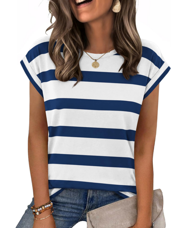 Nira Damen-T-Shirt – Rundhalsausschnitt, Cap-Sleeve-Ärmel & vielseitiges elegantes Casual-Top