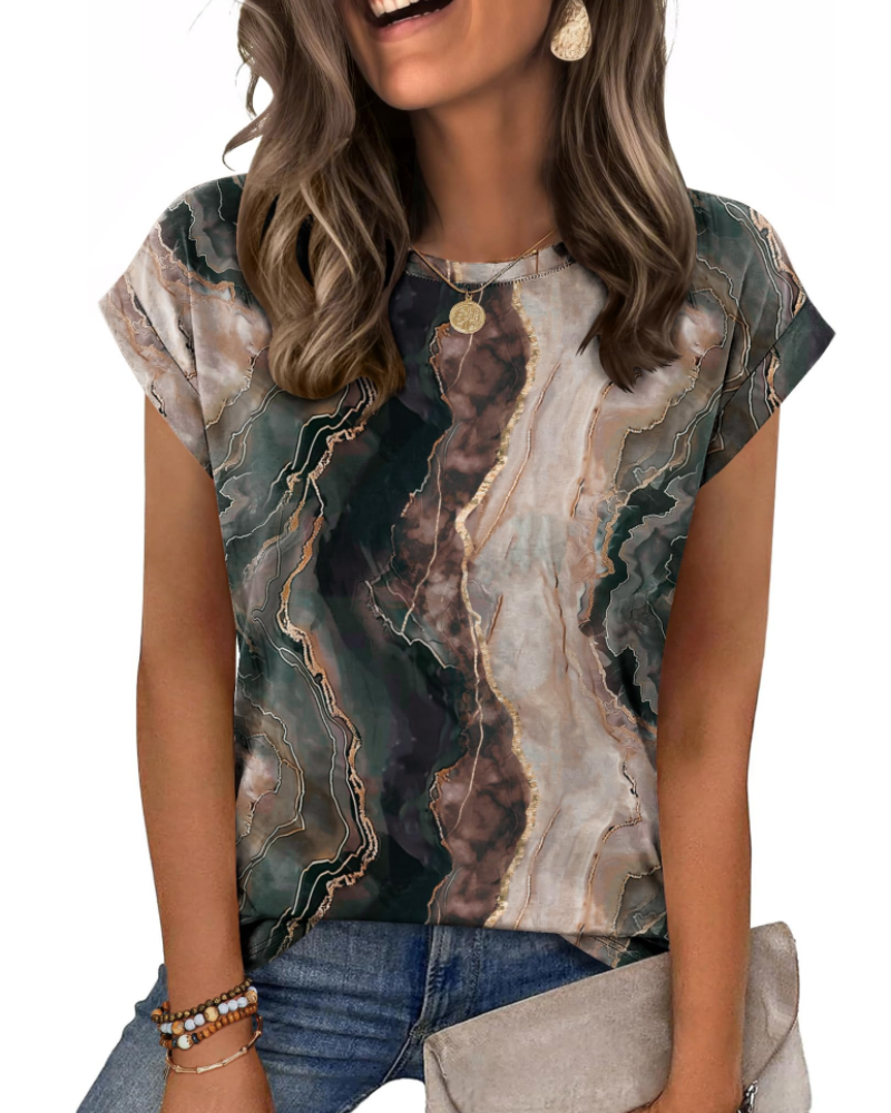 Nira Damen-T-Shirt – Rundhalsausschnitt, Cap-Sleeve-Ärmel & vielseitiges elegantes Casual-Top