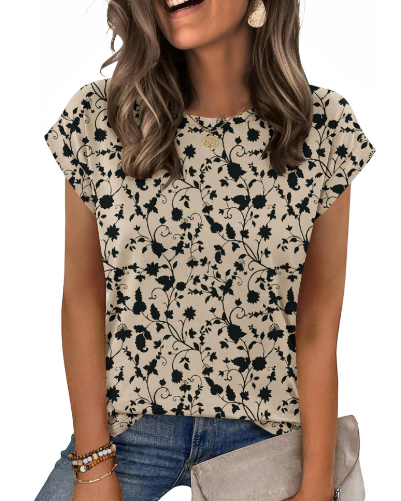 Nira Damen-T-Shirt – Rundhalsausschnitt, Cap-Sleeve-Ärmel & vielseitiges elegantes Casual-Top