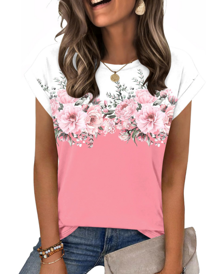Nira Damen-T-Shirt – Rundhalsausschnitt, Cap-Sleeve-Ärmel & vielseitiges elegantes Casual-Top