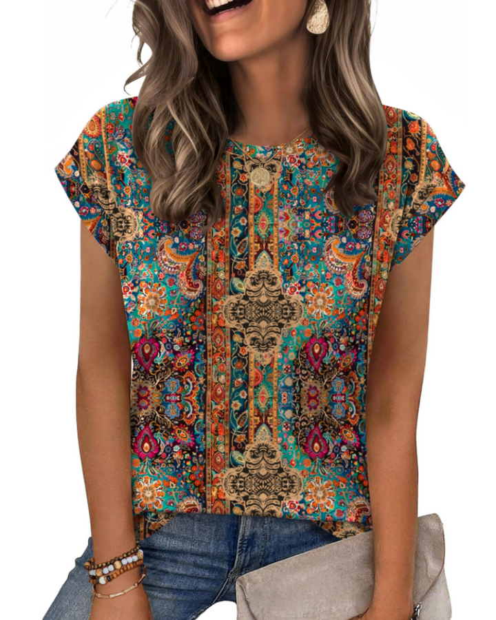 Nira Damen-T-Shirt – Rundhalsausschnitt, Cap-Sleeve-Ärmel & vielseitiges elegantes Casual-Top
