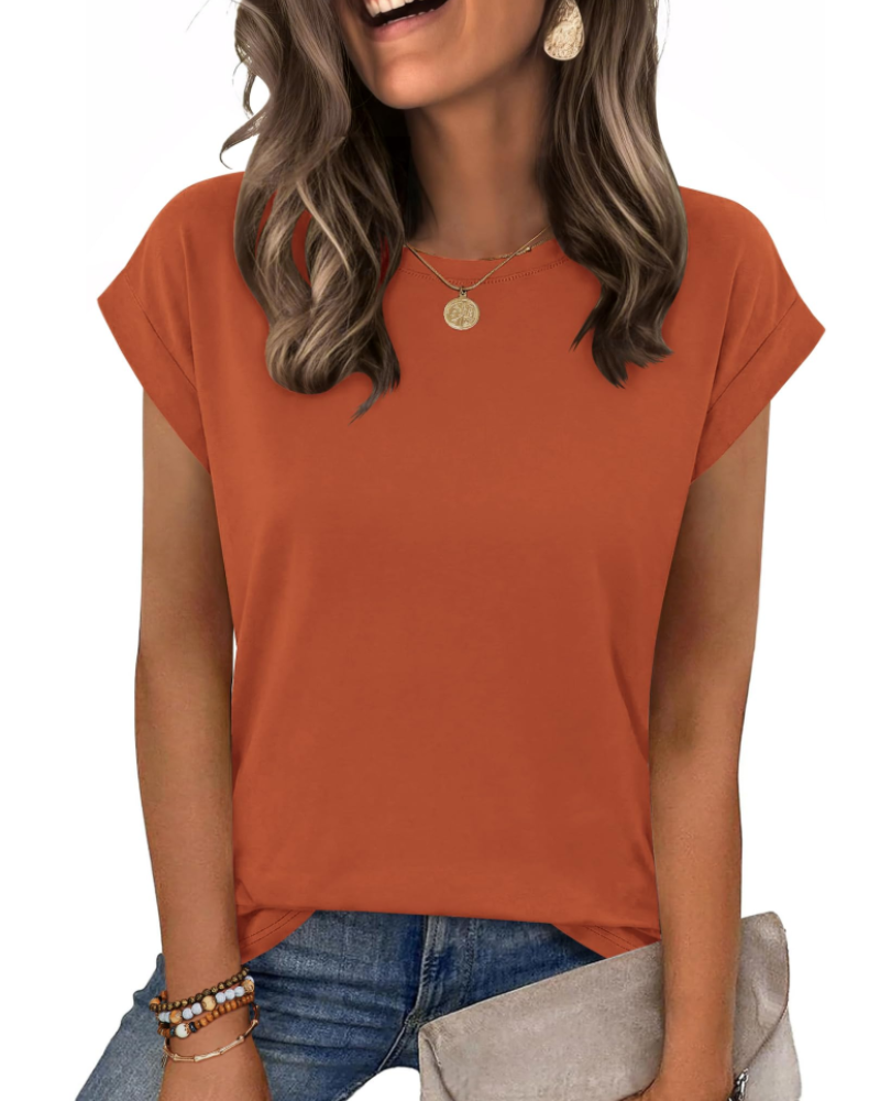 Nira Damen-T-Shirt – Rundhalsausschnitt, Cap-Sleeve-Ärmel & vielseitiges elegantes Casual-Top