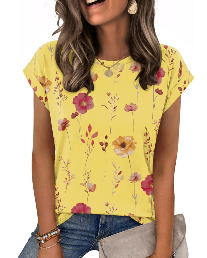 Nira Damen-T-Shirt – Rundhalsausschnitt, Cap-Sleeve-Ärmel & vielseitiges elegantes Casual-Top