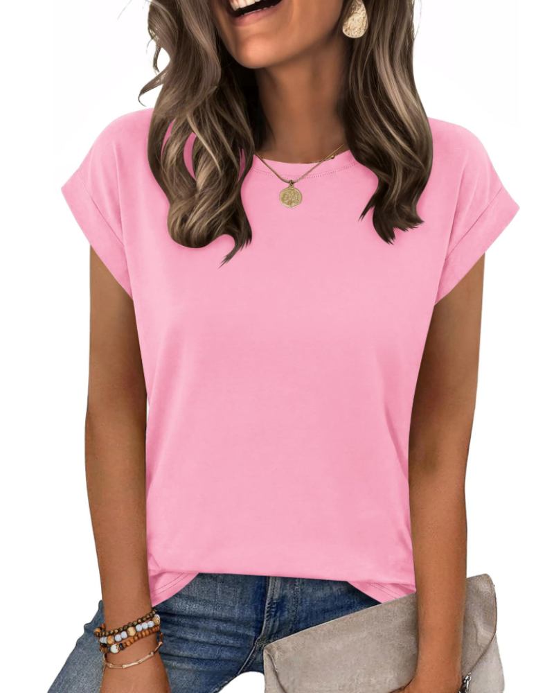 Nira Damen-T-Shirt – Rundhalsausschnitt, Cap-Sleeve-Ärmel & vielseitiges elegantes Casual-Top