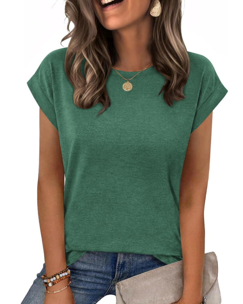 Nira Damen-T-Shirt – Rundhalsausschnitt, Cap-Sleeve-Ärmel & vielseitiges elegantes Casual-Top