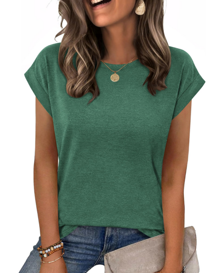 Nira Damen-T-Shirt – Rundhalsausschnitt, Cap-Sleeve-Ärmel & vielseitiges elegantes Casual-Top