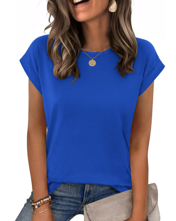 Nira Damen-T-Shirt – Rundhalsausschnitt, Cap-Sleeve-Ärmel & vielseitiges elegantes Casual-Top