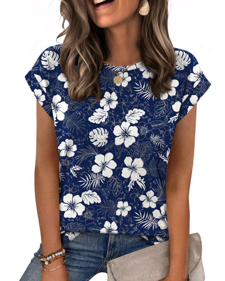 Nira Damen-T-Shirt – Rundhalsausschnitt, Cap-Sleeve-Ärmel & vielseitiges elegantes Casual-Top