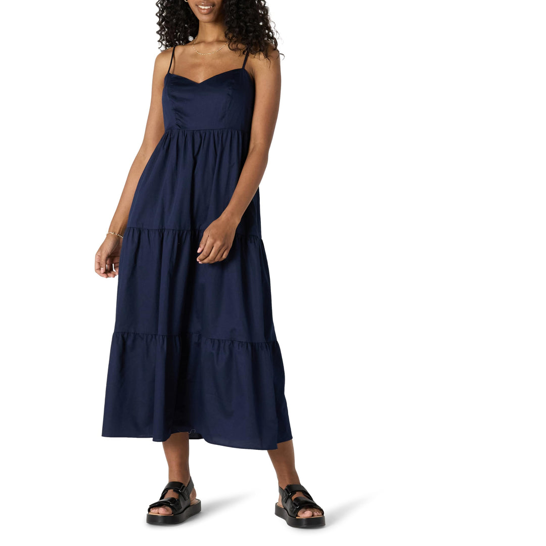 Delyth Vestido Maxi para Mujer – Escote en V, Tirantes Ajustables y Corte en A con Volantes