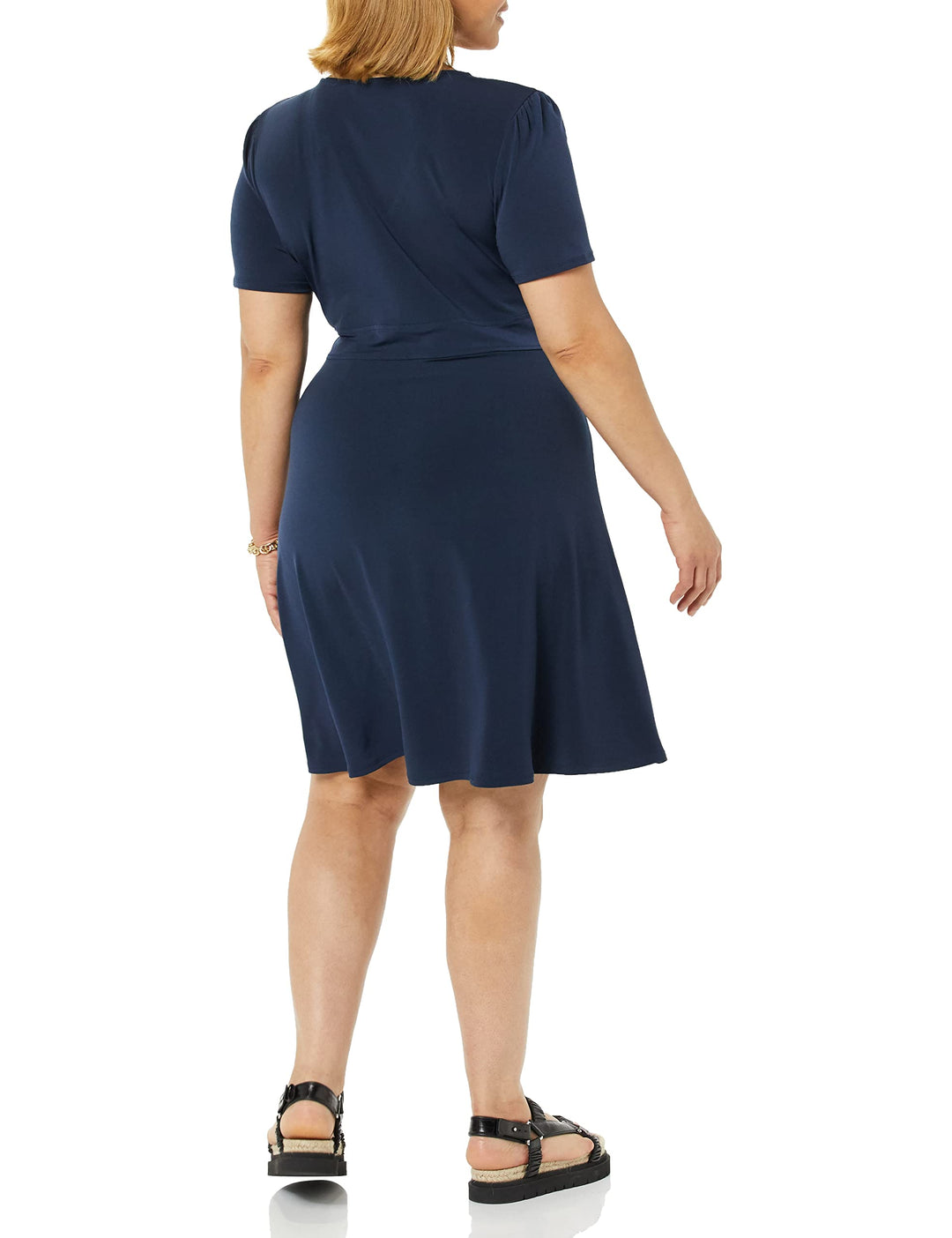 Novaria Damekjole Fit & Flare – V-hals, Elastisk Jersey & A-linje Blomstermønster