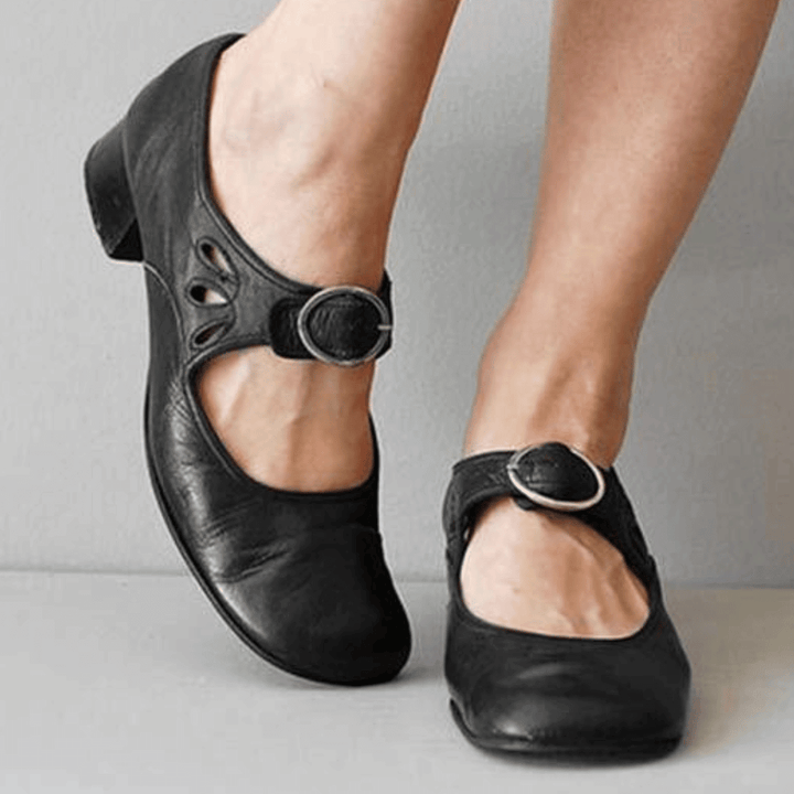 Zapatos de piel con tacón para mujer | Con detalle de hebilla