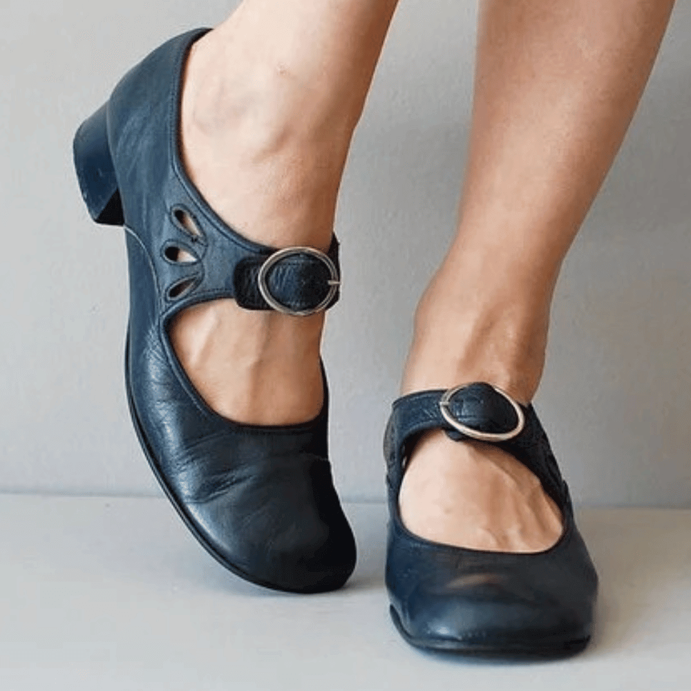 Zapatos de piel con tacón para mujer | Con detalle de hebilla