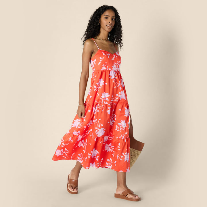 Delyth Vestido Maxi para Mujer – Escote en V, Tirantes Ajustables y Corte en A con Volantes
