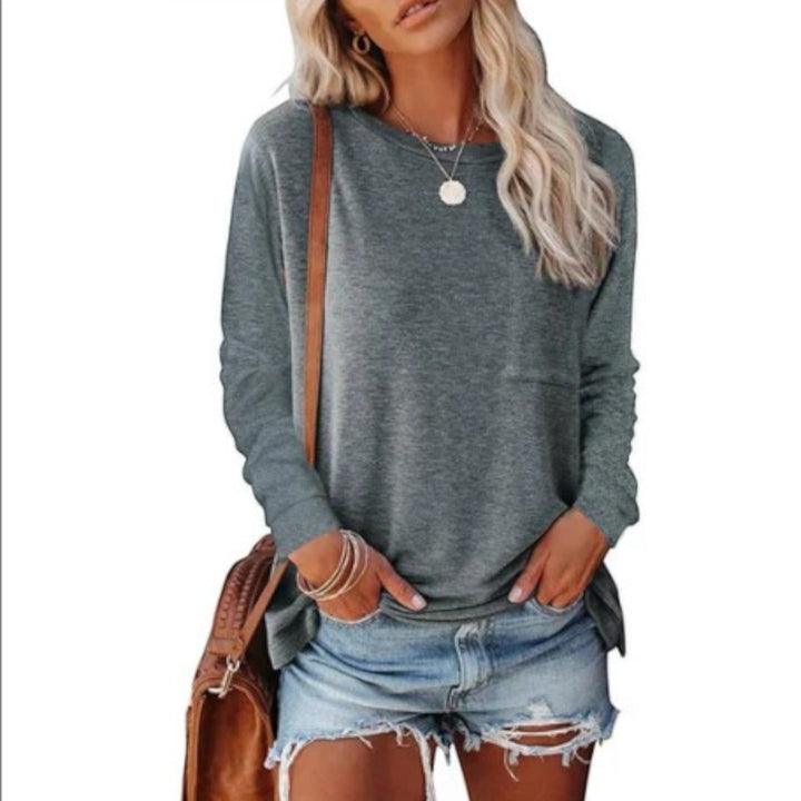 Lilou | T-shirt décontracté à col rond pour femme | Manches longues