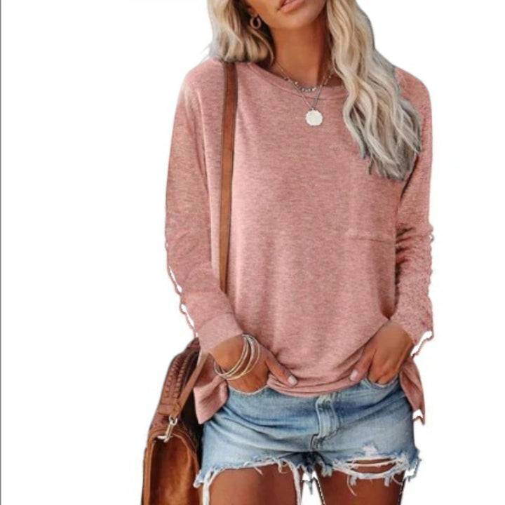 Lilou | T-shirt décontracté à col rond pour femme | Manches longues