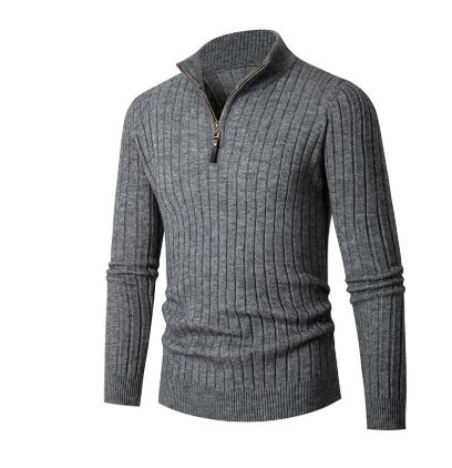 Suéter casual para hombre con media cremallera | tejido a mano