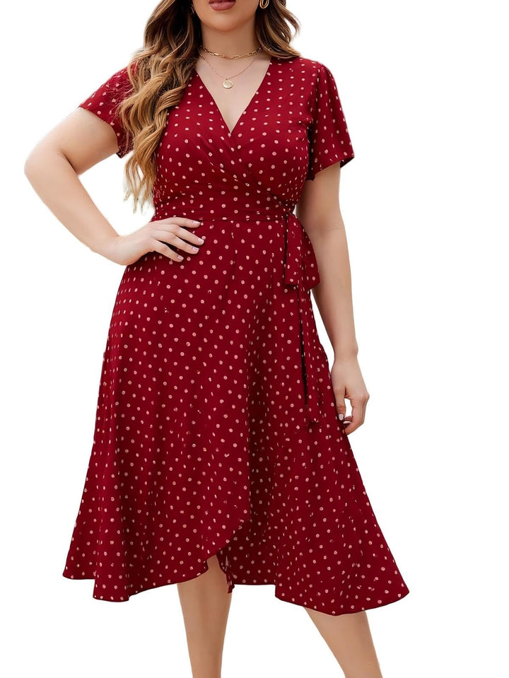 Valeria Vestido Maxi Mujer Curvy – Boho Línea A, Cintura Alta y Mangas Cortas de Verano