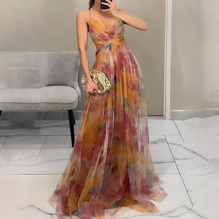 Evania Vestido Elegante para Mujer – Hombros Descubiertos, Tul en Línea A y Maxi con Abertura para Noche