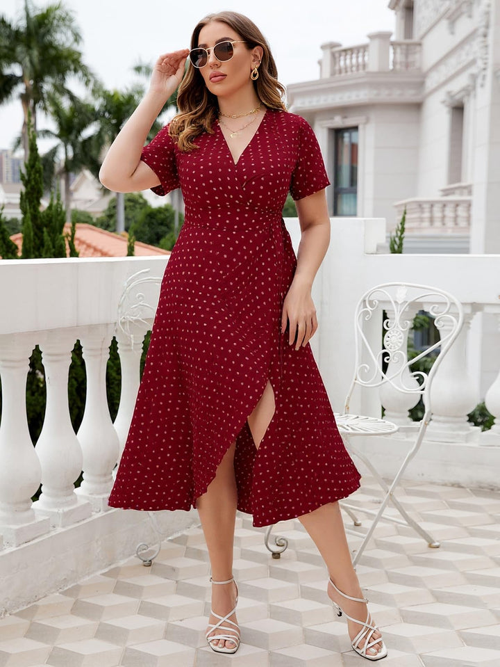 Valeria Vestido Maxi Mujer Curvy – Boho Línea A, Cintura Alta y Mangas Cortas de Verano