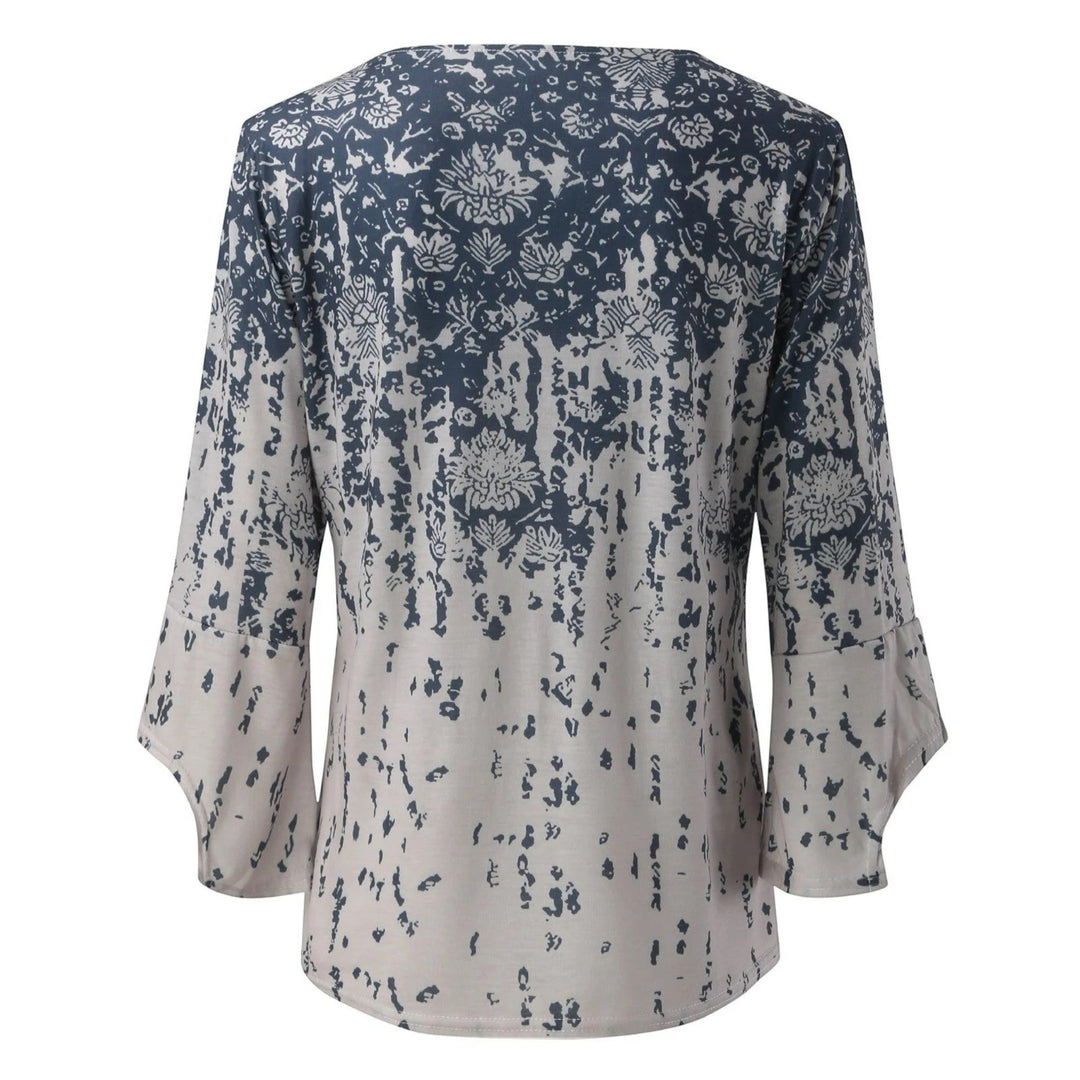 Top Stampato Con Scollo A V Per Donna | Maniche Lunghe