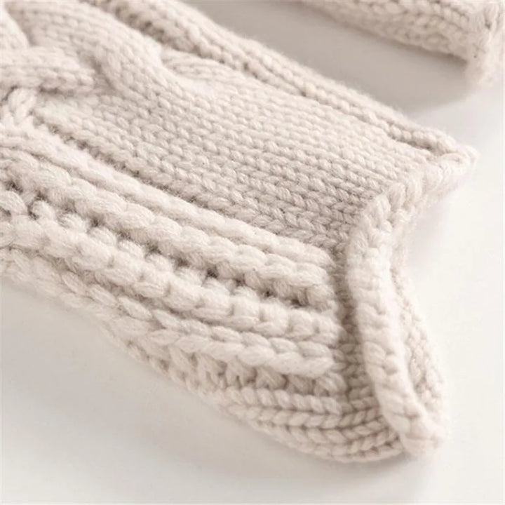 Klaihre Dame Høyhalset Genser – Strikket Pullover med Flette-mønster og Myk Passform