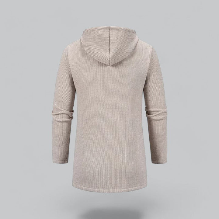 Caleb Cappotto Herre med Hætte – Slim Fit Jakke i Uldlook med Fleecefor