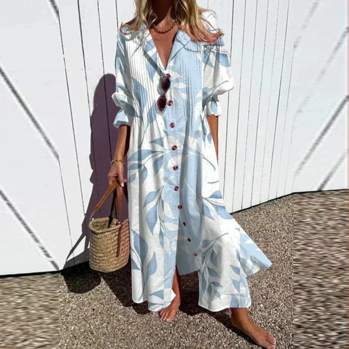 Amandine | Boho-Kleid mit V-Ausschnitt für Damen | Maxikleid
