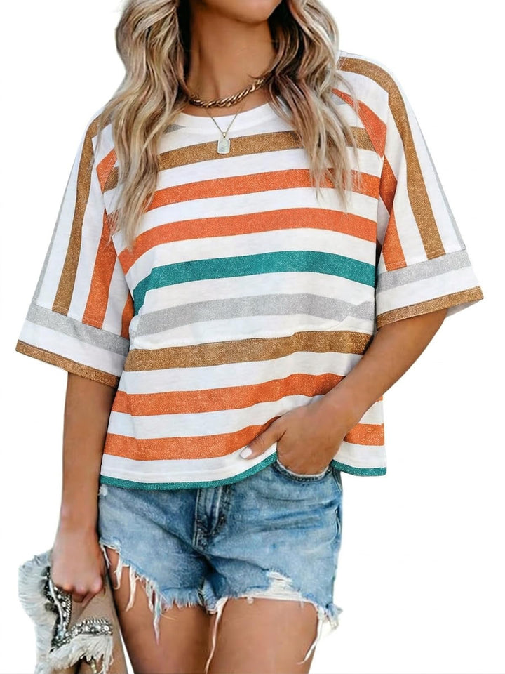 Quenny Top Donna – Camiseta Oversize, Mangas Murciélago y Blusa Casual de Cuello Redondo