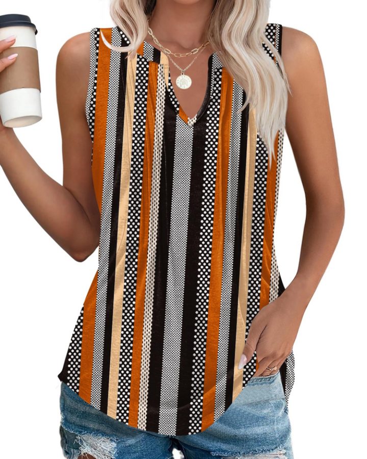 Willow Top Donna – Escote en V, Sin Mangas y Blusa Plisada Casual