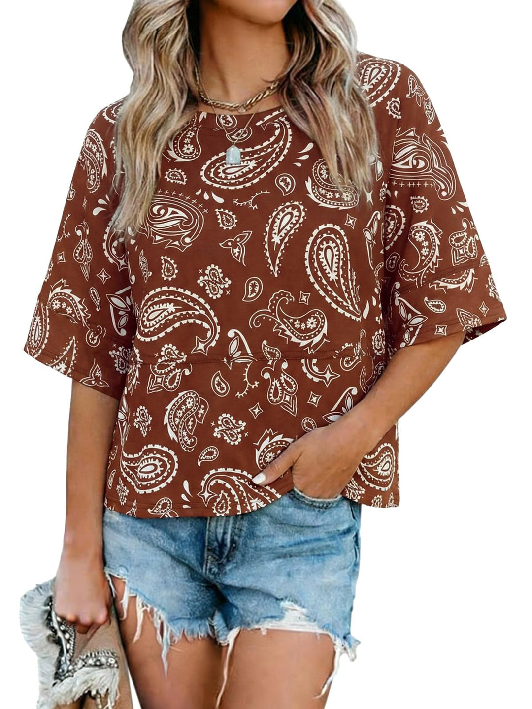 Quenny Top Donna – Camiseta Oversize, Mangas Murciélago y Blusa Casual de Cuello Redondo