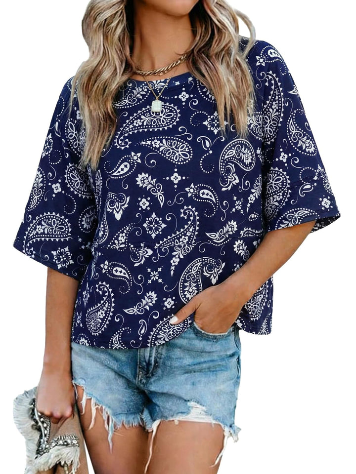Quenny Top Donna – Camiseta Oversize, Mangas Murciélago y Blusa Casual de Cuello Redondo