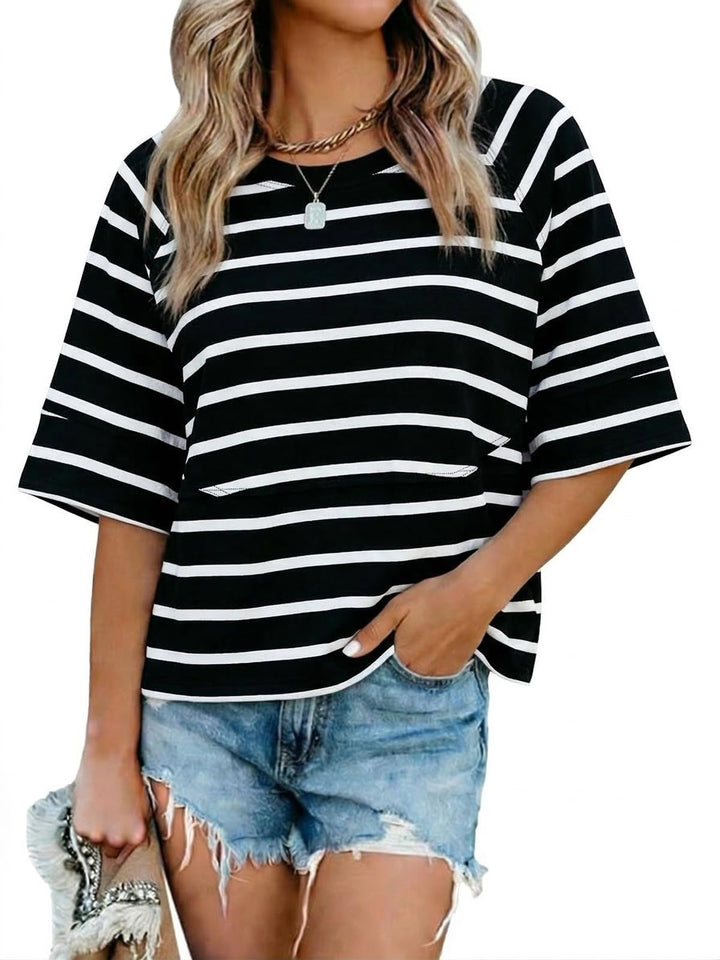 Quenny Top Donna – Camiseta Oversize, Mangas Murciélago y Blusa Casual de Cuello Redondo