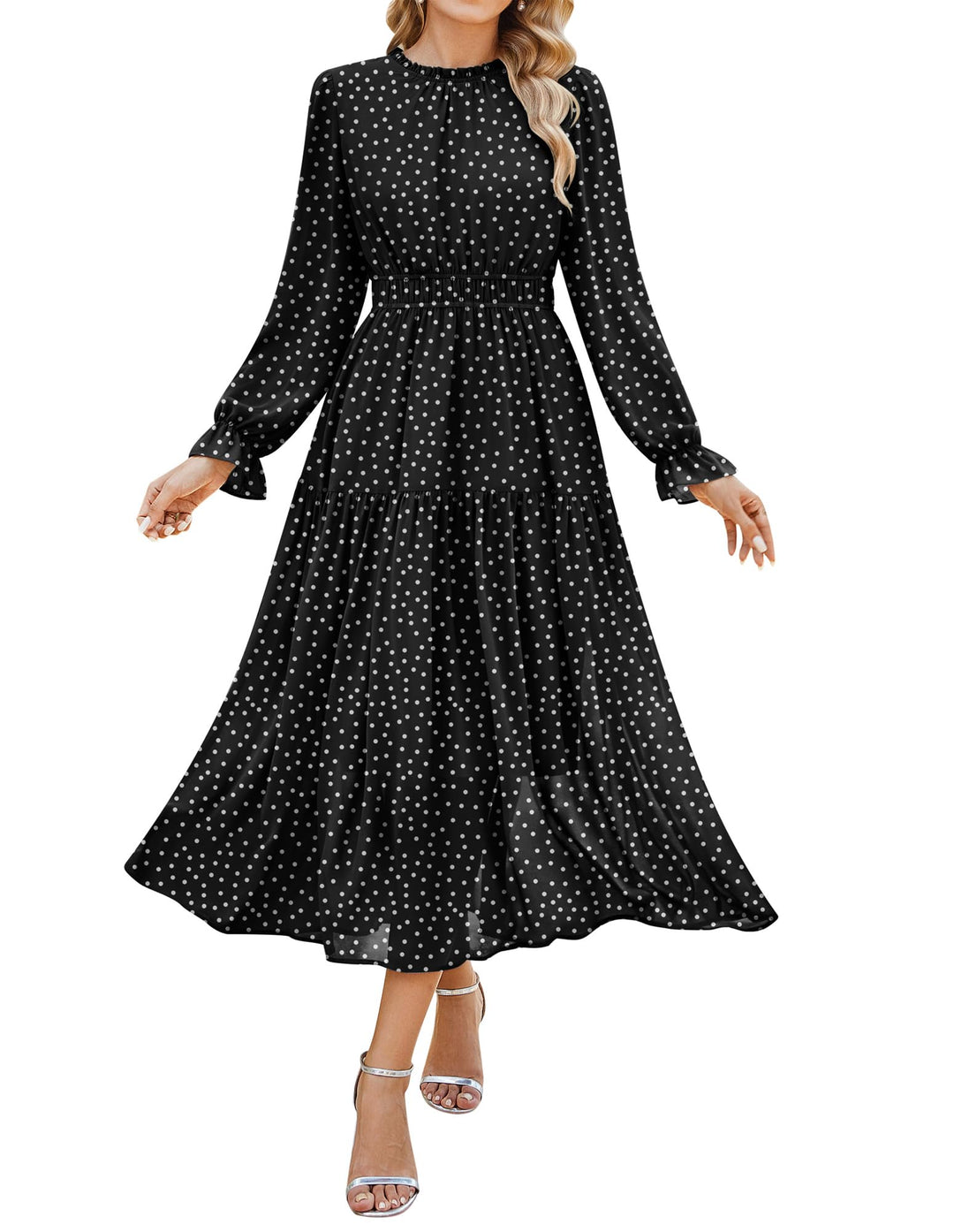 Briseis Rochie Maxi pentru Femei – Șifon Floral, Mâneci Lungi & Croială A-Line Elegantă