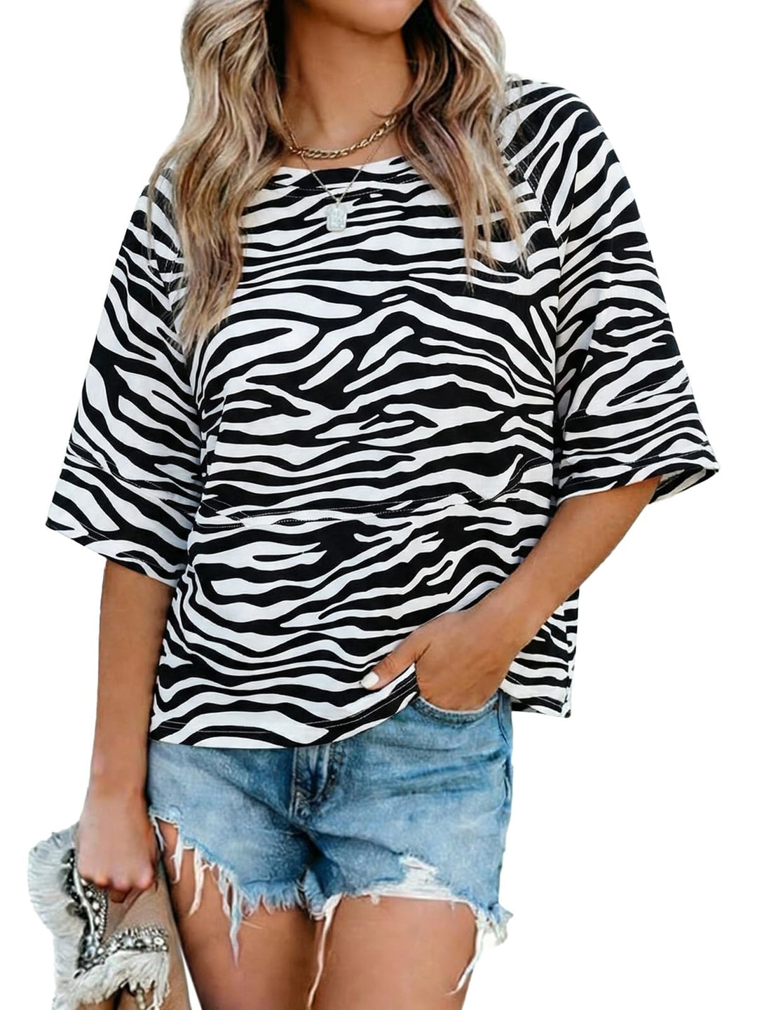 Quenny Top Donna – Camiseta Oversize, Mangas Murciélago y Blusa Casual de Cuello Redondo