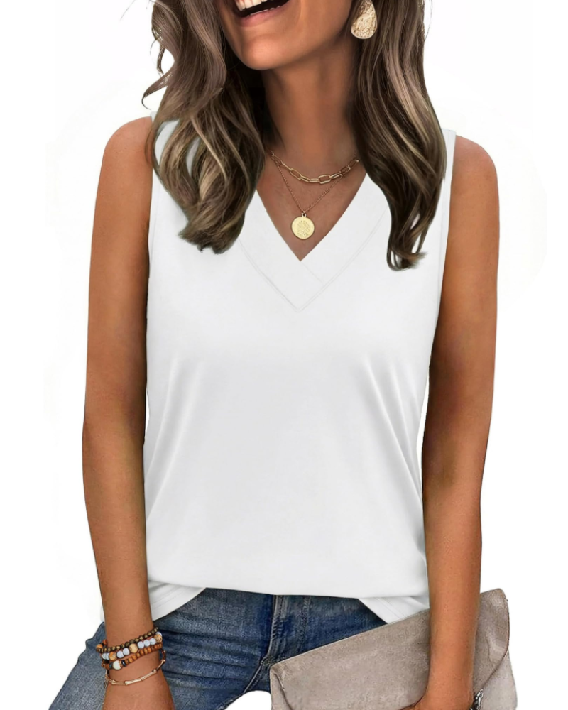 Trina Top Donna – V-Ausschnitt-Top, Lockerer Schnitt & Elegante Sommerbluse Casual