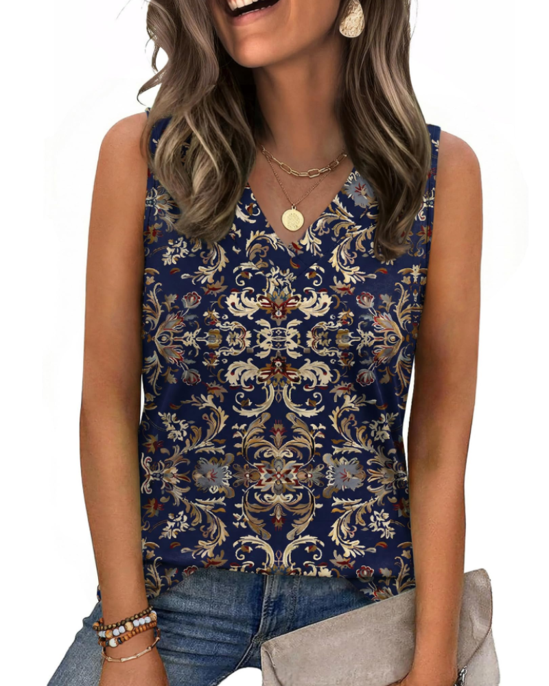 Trina Top Donna – V-Ausschnitt-Top, Lockerer Schnitt & Elegante Sommerbluse Casual