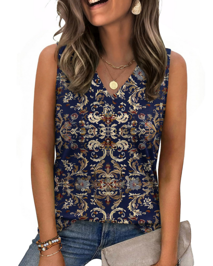 Trina Top Donna – V-Ausschnitt-Top, Lockerer Schnitt & Elegante Sommerbluse Casual