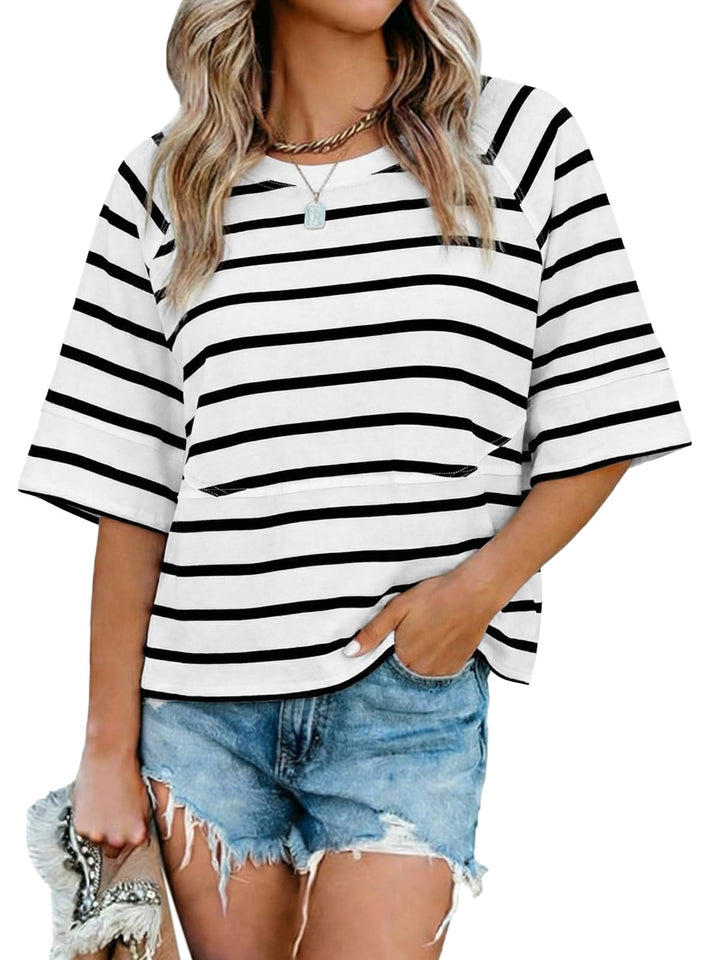 Quenny Top Donna – Camiseta Oversize, Mangas Murciélago y Blusa Casual de Cuello Redondo