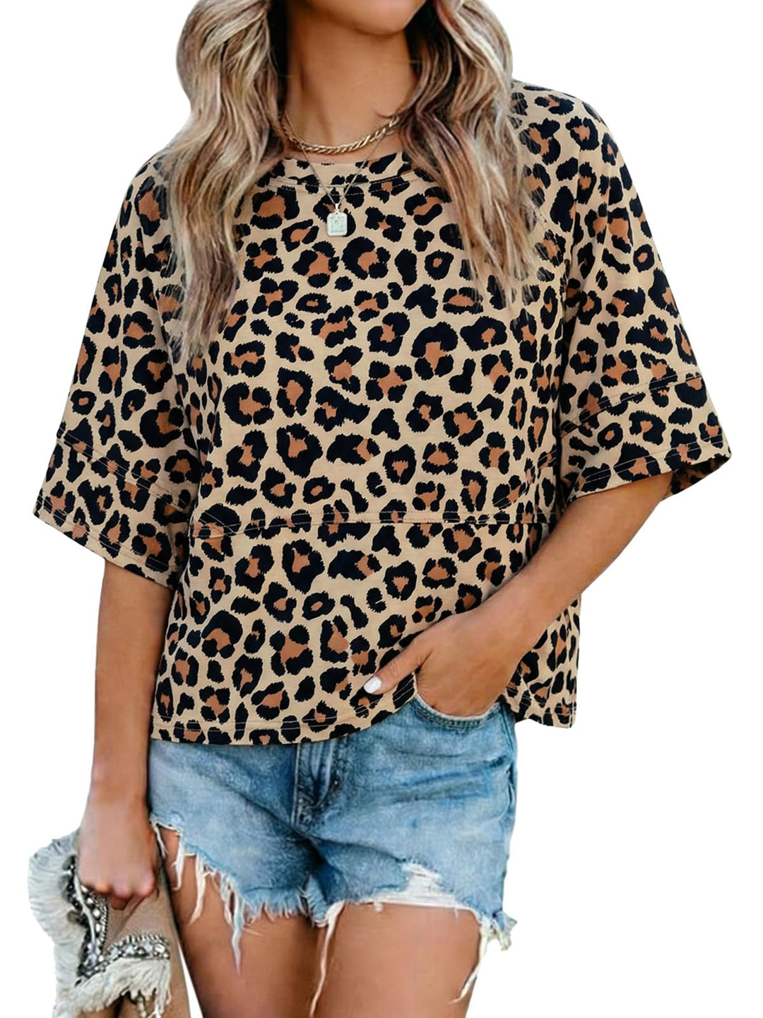 Quenny Top Donna – Camiseta Oversize, Mangas Murciélago y Blusa Casual de Cuello Redondo