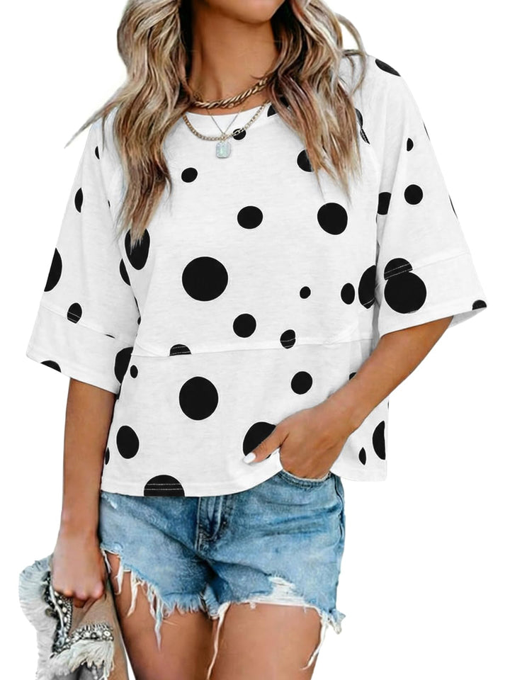 Quenny Top Donna – Camiseta Oversize, Mangas Murciélago y Blusa Casual de Cuello Redondo