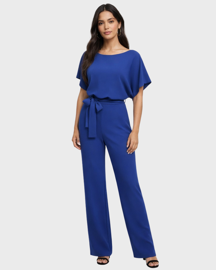 Gisela Tuta Donna Elegante Pantalon Larg – Salopetă cu Centură și Umeri Descoperiți