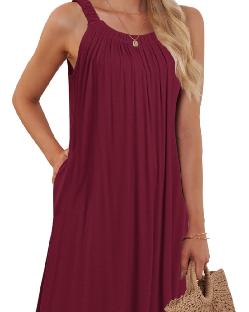 Sherine Vestido de Verano para Mujer – Halter, Sin Mangas y Mini Vestido con Bolsillos