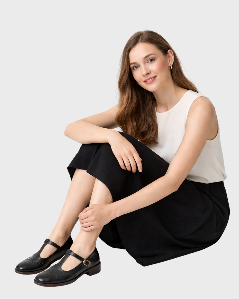 Sofia Zapatos Mujer Mary Jane Elegantes – Salón con Correa y Tacón Bajo Ancho