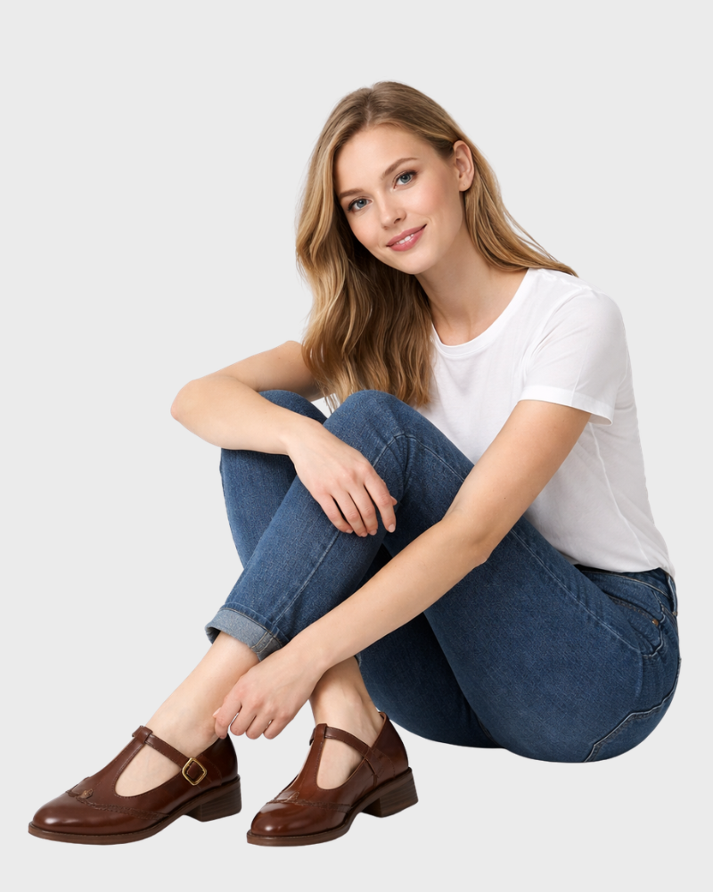 Sofia Zapatos Mujer Mary Jane Elegantes – Salón con Correa y Tacón Bajo Ancho