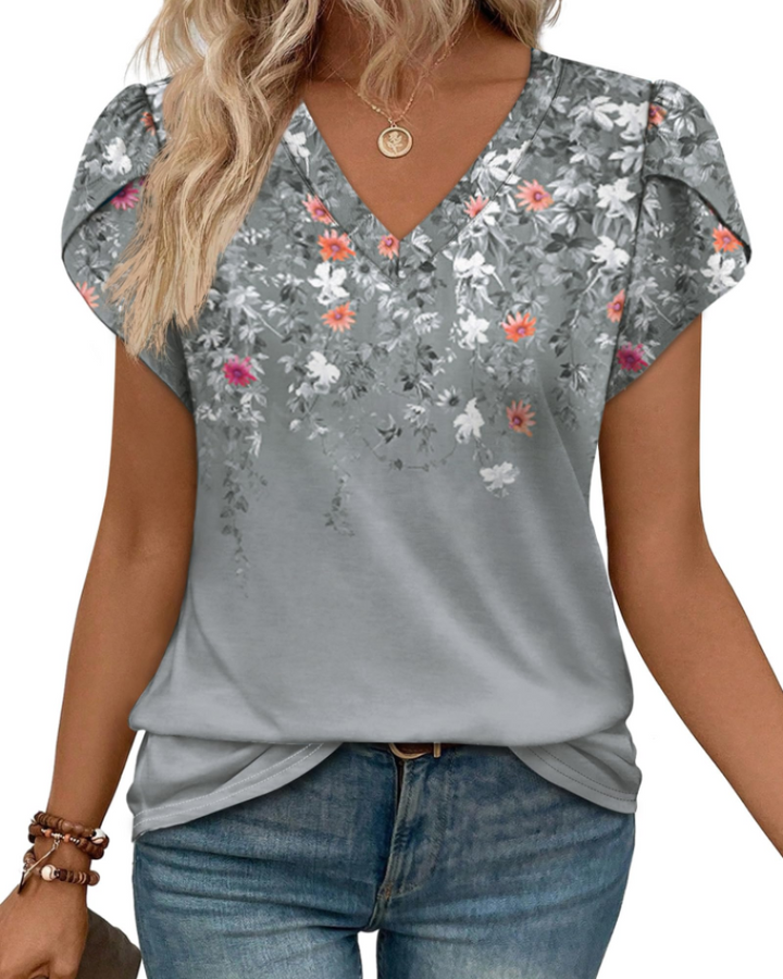 Skylar Damenbluse Elegant – V-Ausschnitt, Flügelärmel mit Spitze & Lässiges Chic-Top