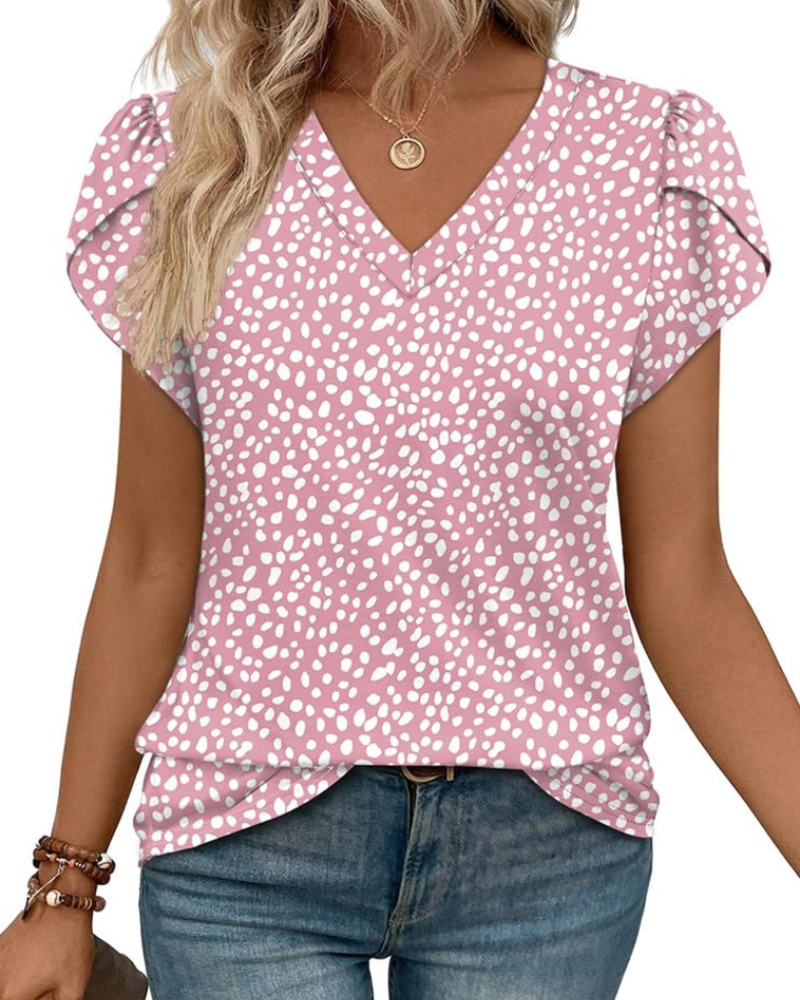 Skylar Damenbluse Elegant – V-Ausschnitt, Flügelärmel mit Spitze & Lässiges Chic-Top