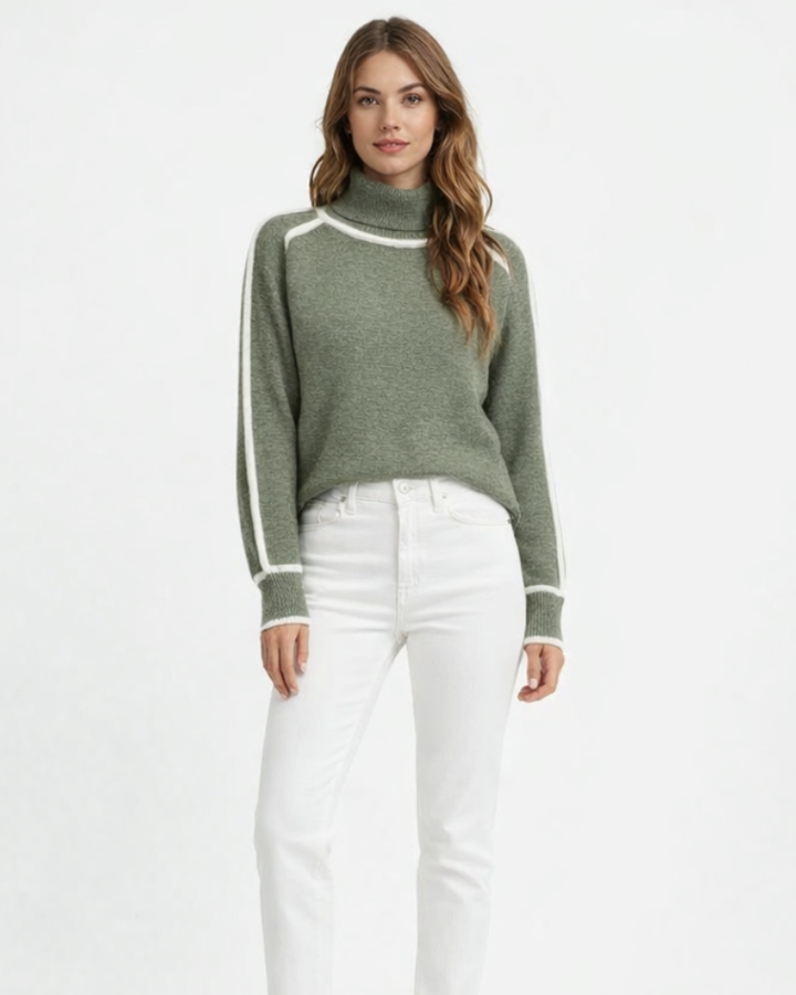 Sadie Pull Donna Collo Alto – Elegantný ležérny pulóver s kontrastnými detailmi