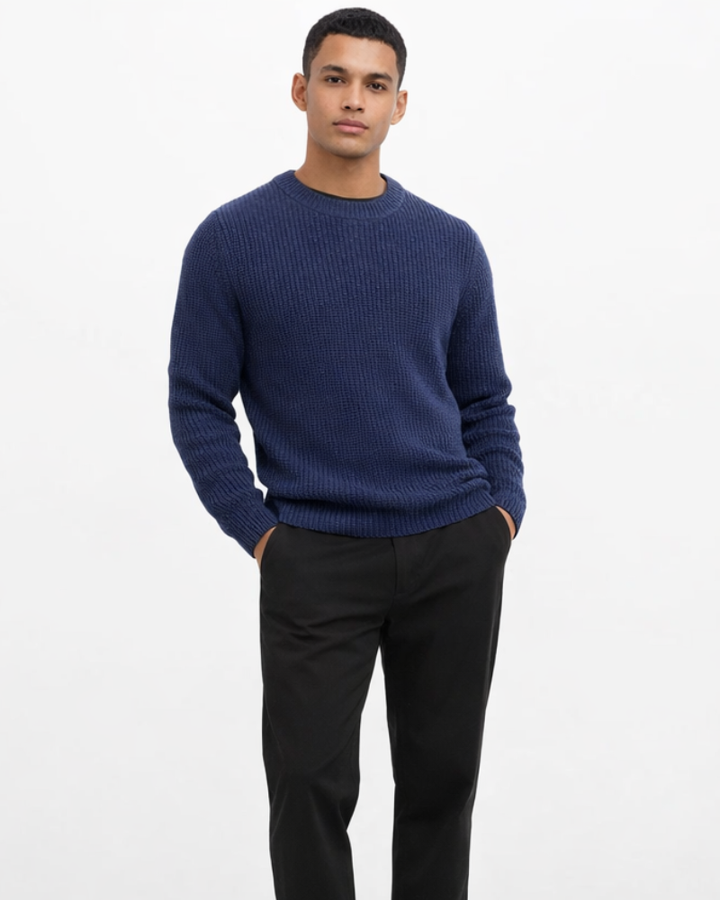 Edward Maglione Uomo Basic – Pull en maille douce style décontracté automnal