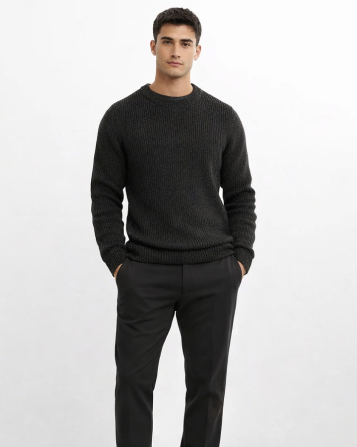 Edward Maglione Uomo Basic – Pull en maille douce style décontracté automnal